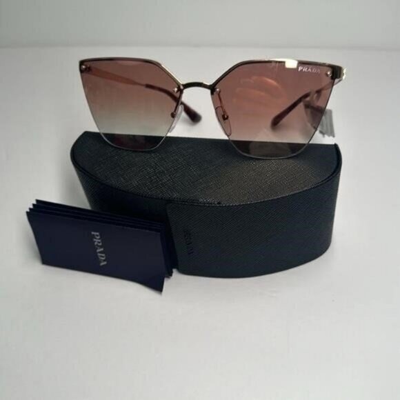 💯- New Prada Cinéma Dark Gold Irregular Cat Eye Sunglasses Cinéma Collection - Picture 4 of 12